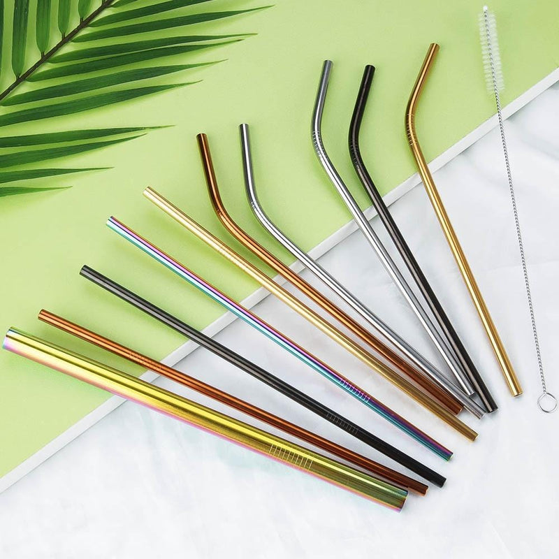 Green Stainless Steel Drinking Straws - Multicolor